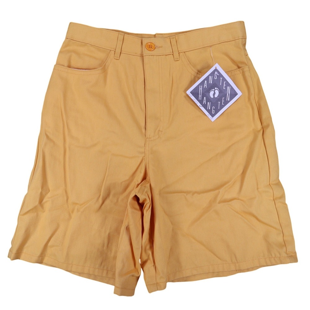 Hang Ten Vintage Shorts Womens 11/12 Yellow Cotton High Rise Made in USA NWT